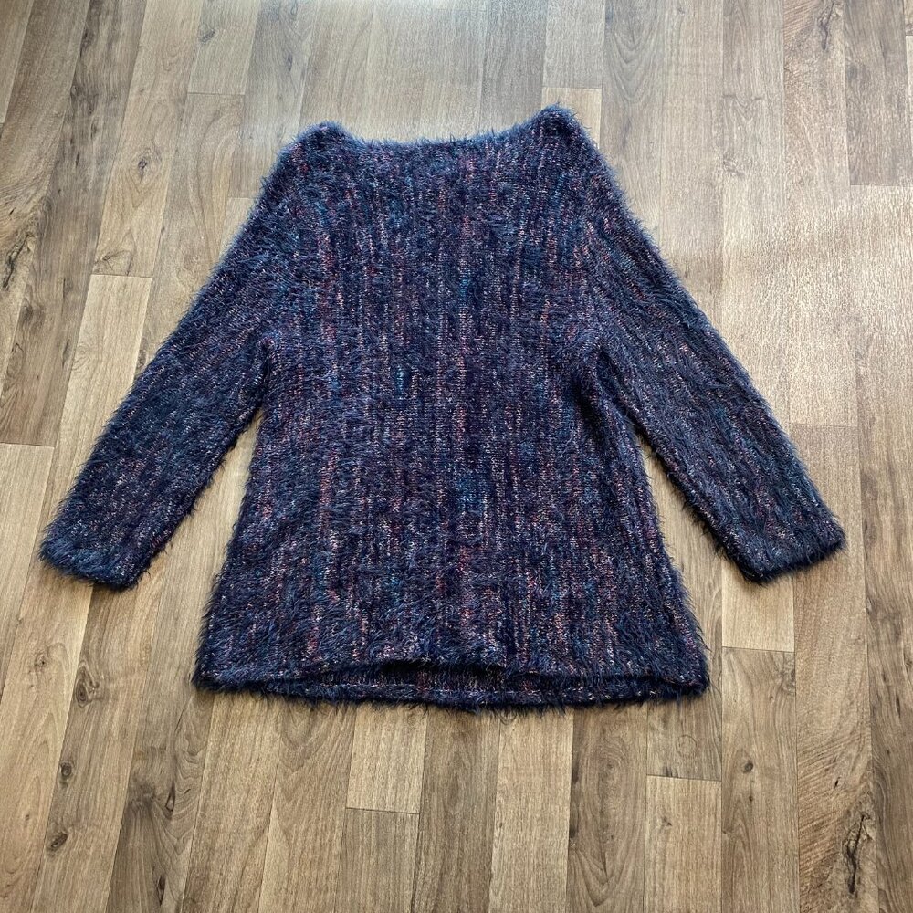 Chico's Blue Colorful Fuzzy Sweater Size 1 (M) - Picture 2 of 6